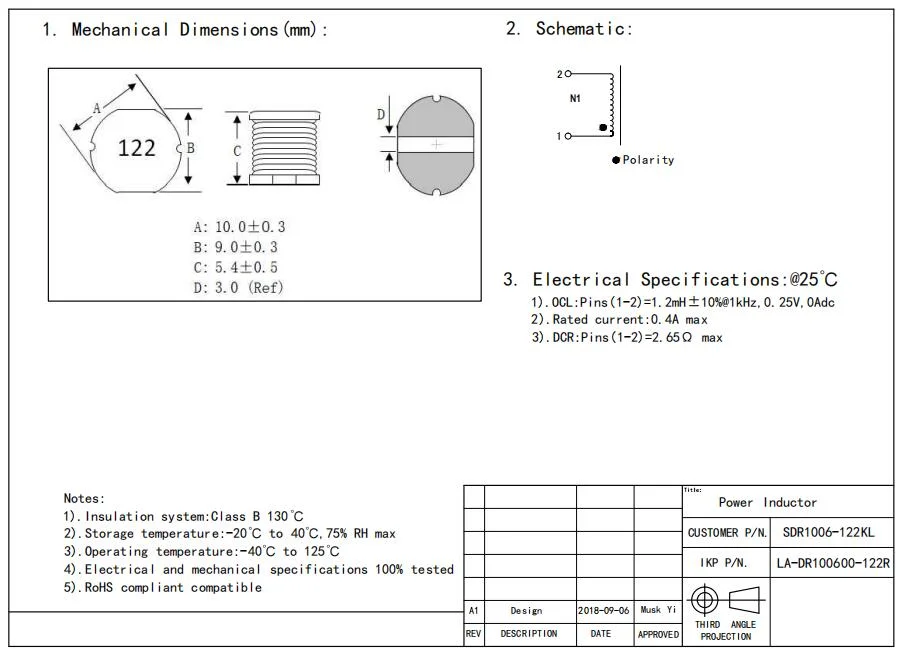 Low Profile SMD Horizontal Power Choke Coil