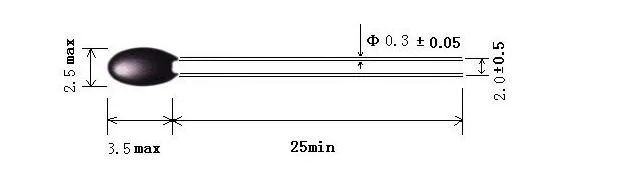 High Precision 5K10K100K3950 1% Ntc Epoxy Small Blackhead Mf52 Thermistor