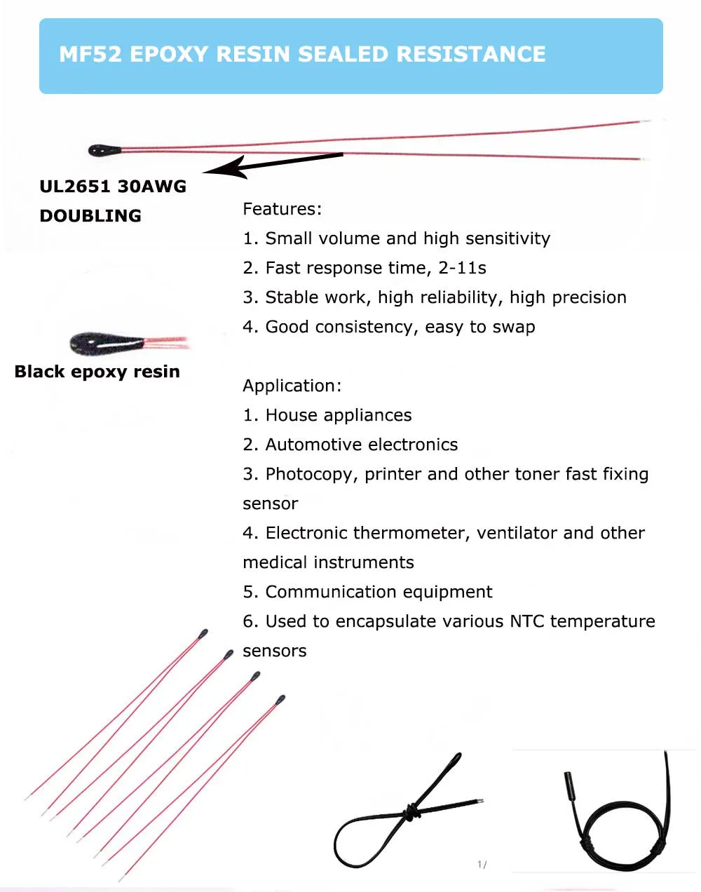 Supply of 10K High Precision 1% 3950 3435 Ntc Thermistor